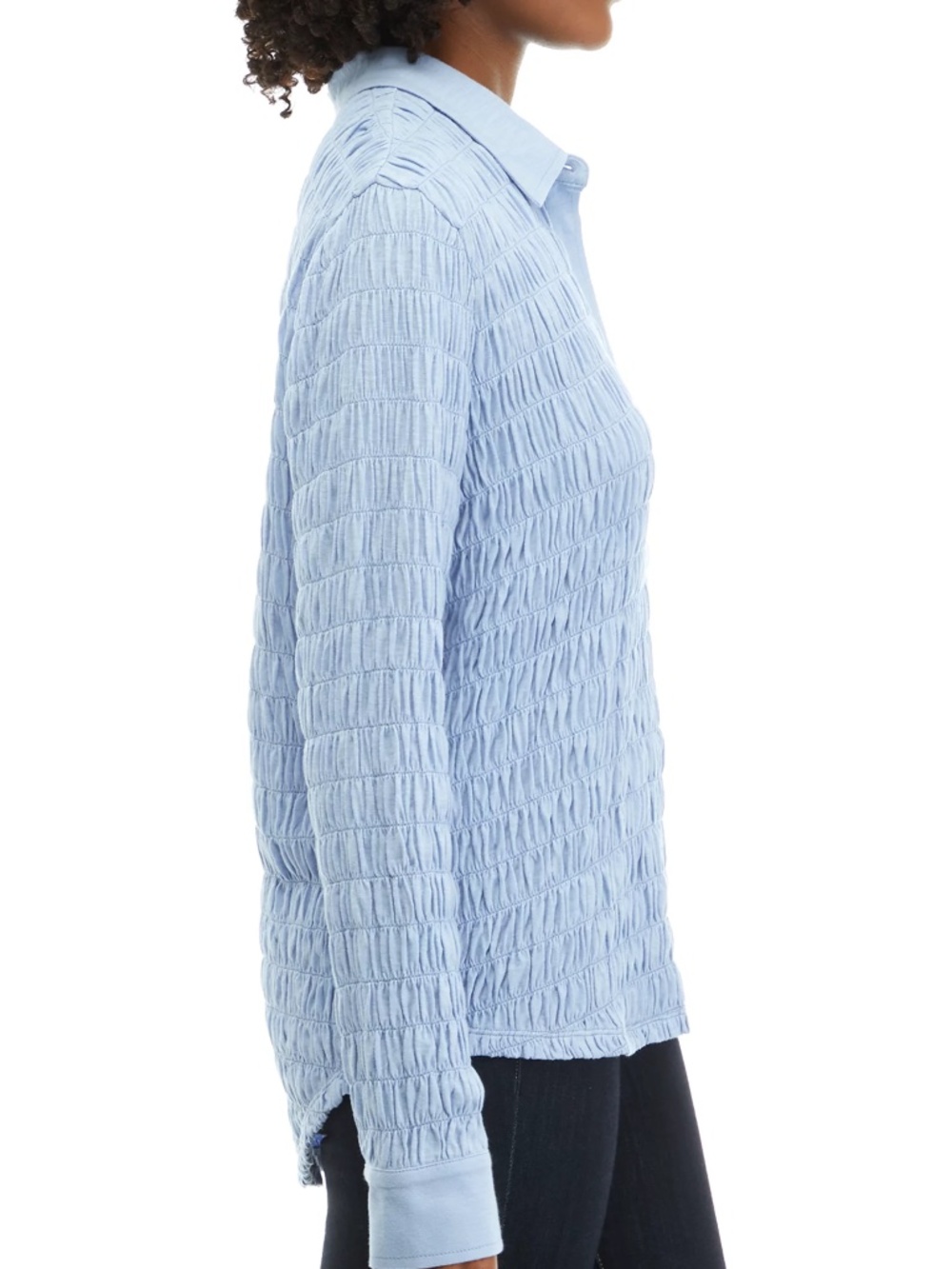 NWT Wonderly Light Blue Textured Knit Button Down Shirt Sz XL